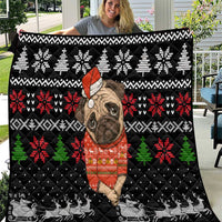 Lovely Pug Dog Christmas Quilt Xmas Holiday Patterns - Wonder Print Shop