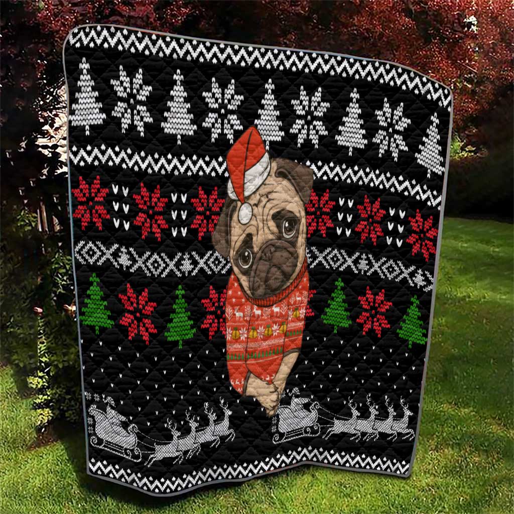 Lovely Pug Dog Christmas Quilt Xmas Holiday Patterns - Wonder Print Shop