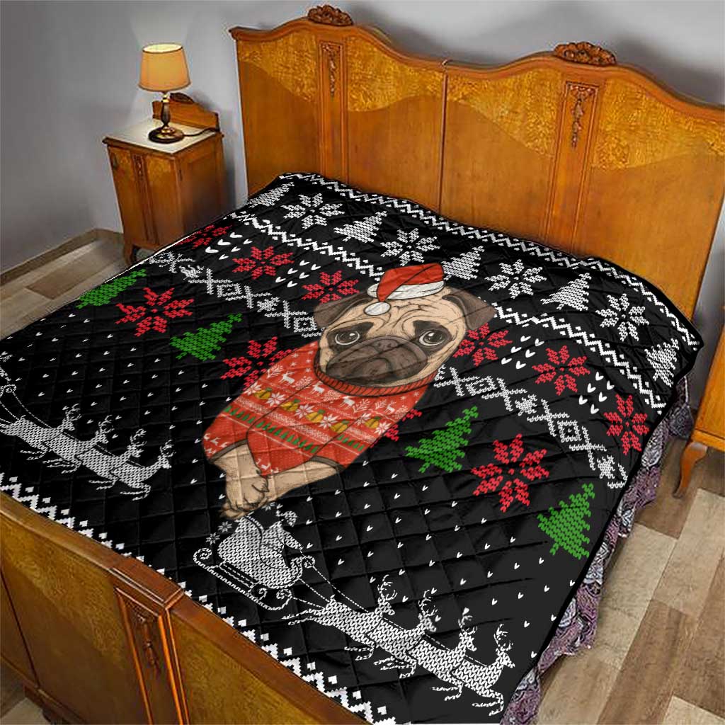 Lovely Pug Dog Christmas Quilt Xmas Holiday Patterns - Wonder Print Shop