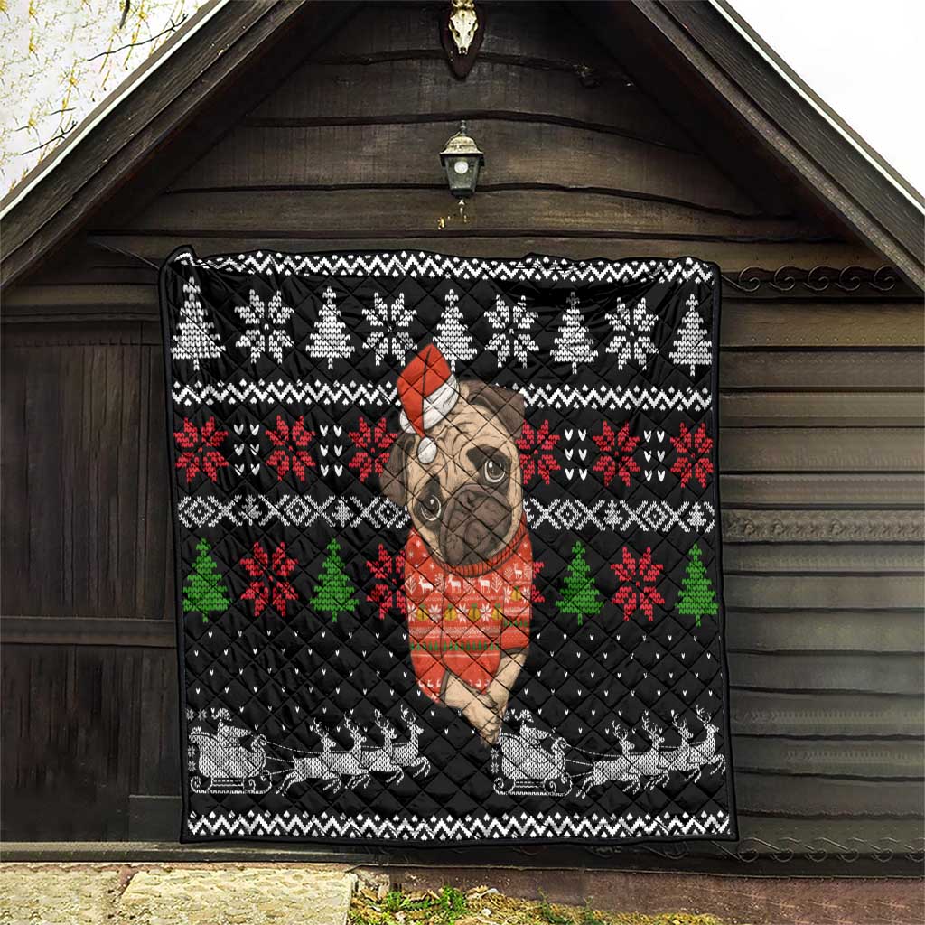 Lovely Pug Dog Christmas Quilt Xmas Holiday Patterns - Wonder Print Shop