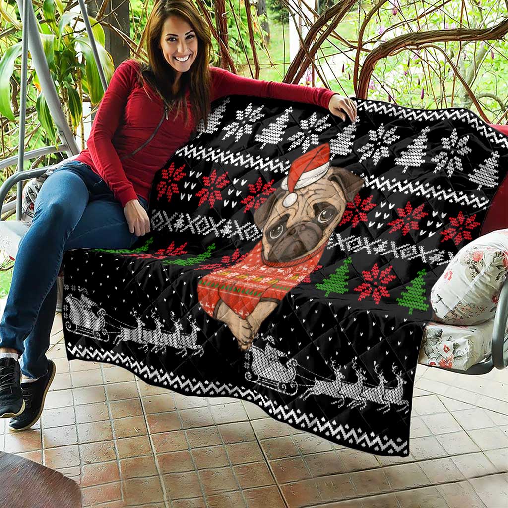 Lovely Pug Dog Christmas Quilt Xmas Holiday Patterns - Wonder Print Shop