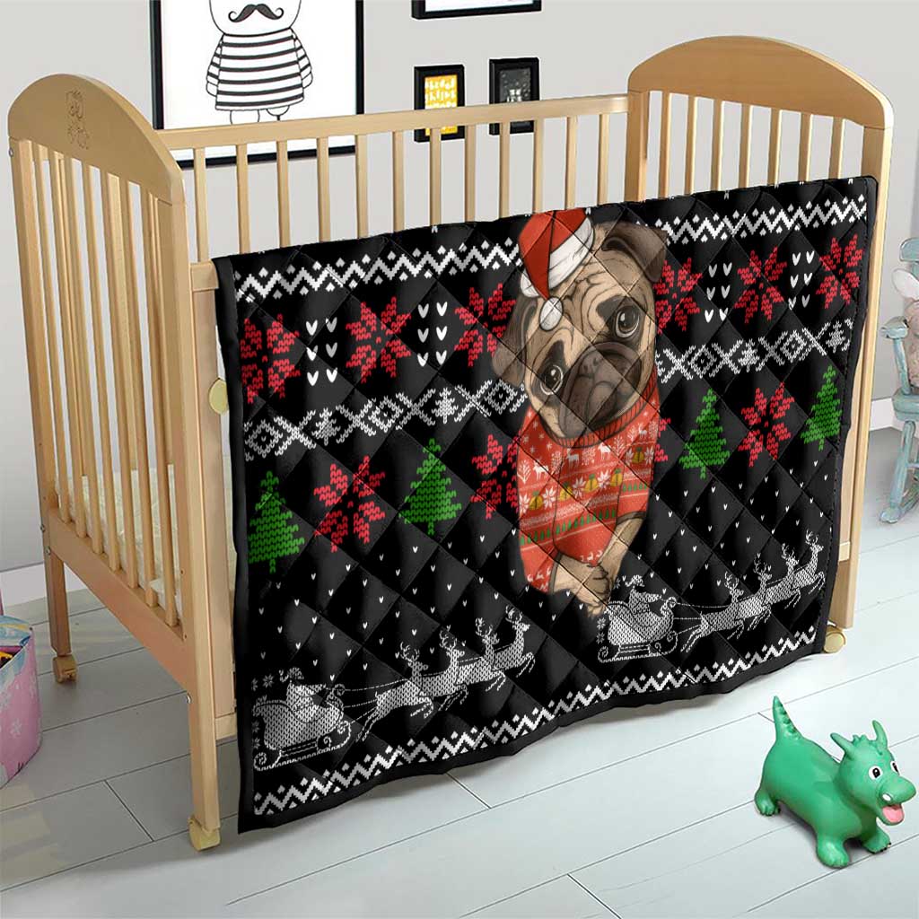 Lovely Pug Dog Christmas Quilt Xmas Holiday Patterns - Wonder Print Shop