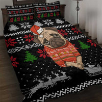 Lovely Pug Dog Christmas Quilt Bed Set Xmas Holiday Patterns - Wonder Print Shop