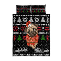 Lovely Pug Dog Christmas Quilt Bed Set Xmas Holiday Patterns - Wonder Print Shop