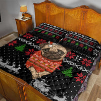 Lovely Pug Dog Christmas Quilt Bed Set Xmas Holiday Patterns - Wonder Print Shop