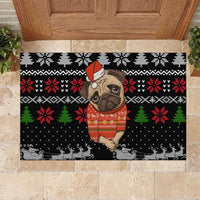 Lovely Pug Dog Christmas Rubber Doormat Xmas Holiday Patterns - Wonder Print Shop