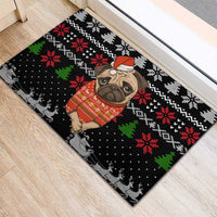 Lovely Pug Dog Christmas Rubber Doormat Xmas Holiday Patterns - Wonder Print Shop