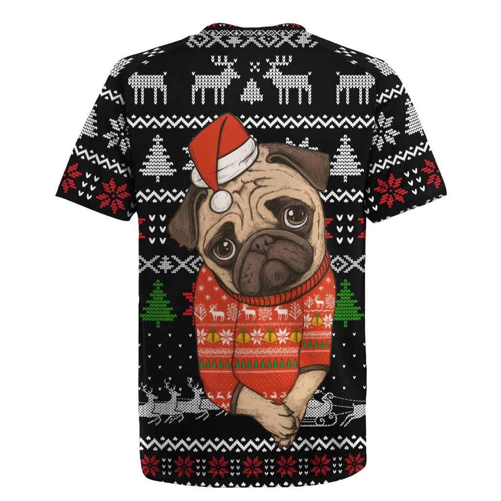 Lovely Pug Dog Christmas Rugby Jersey Xmas Holiday Patterns - Wonder Print Shop