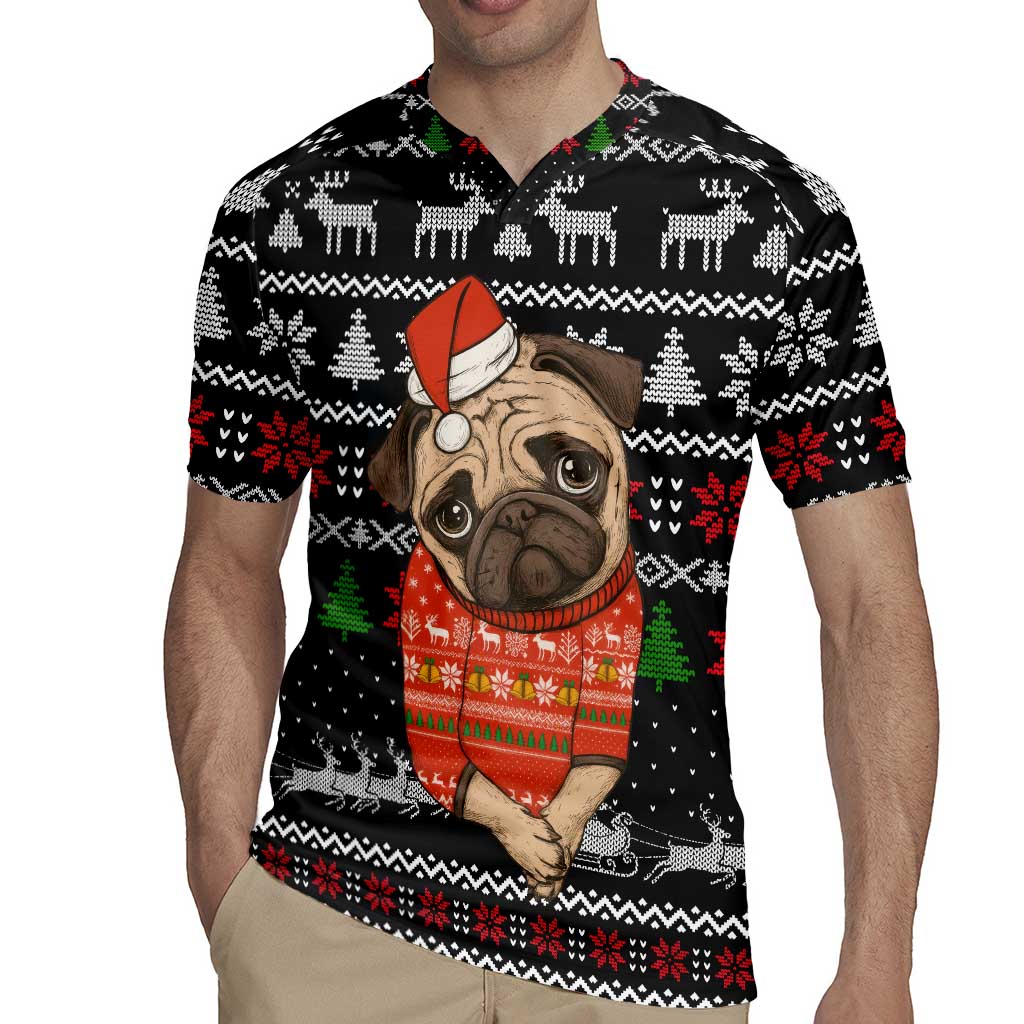 Lovely Pug Dog Christmas Rugby Jersey Xmas Holiday Patterns - Wonder Print Shop