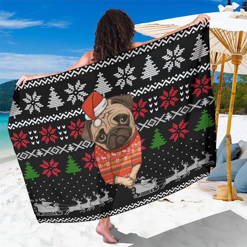 Lovely Pug Dog Christmas Sarong Xmas Holiday Patterns - Wonder Print Shop