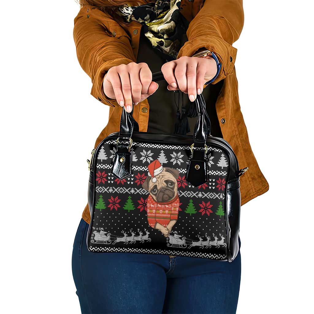 Lovely Pug Dog Christmas Shoulder Handbag Xmas Holiday Patterns - Wonder Print Shop