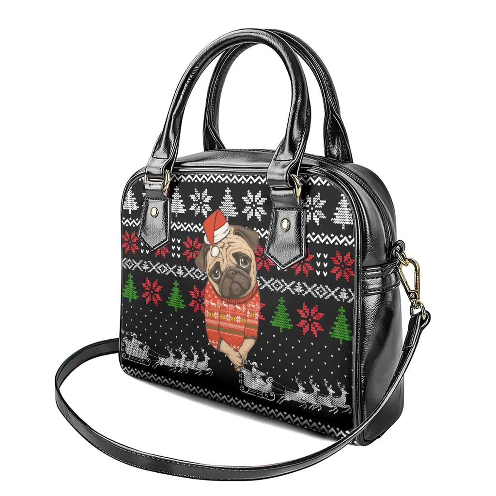 Lovely Pug Dog Christmas Shoulder Handbag Xmas Holiday Patterns - Wonder Print Shop