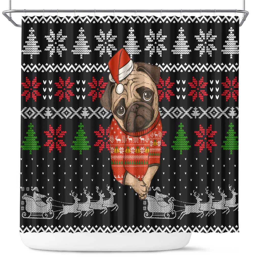 Lovely Pug Dog Christmas Shower Curtain Xmas Holiday Patterns - Wonder Print Shop