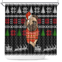 Lovely Pug Dog Christmas Shower Curtain Xmas Holiday Patterns - Wonder Print Shop