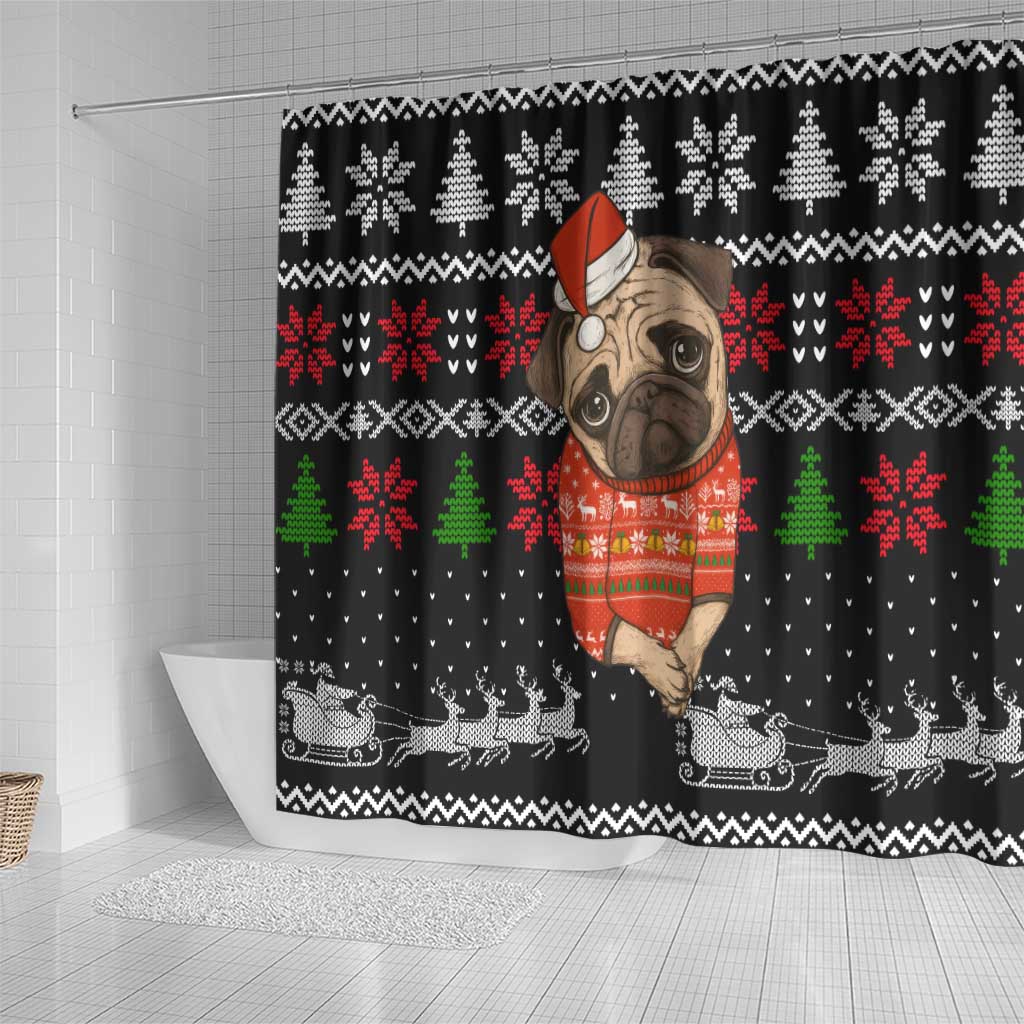 Lovely Pug Dog Christmas Shower Curtain Xmas Holiday Patterns - Wonder Print Shop