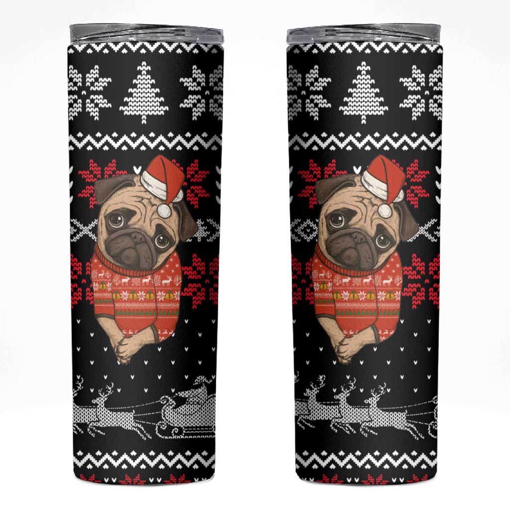 Lovely Pug Dog Christmas Skinny Tumbler Xmas Holiday Patterns - Wonder Print Shop