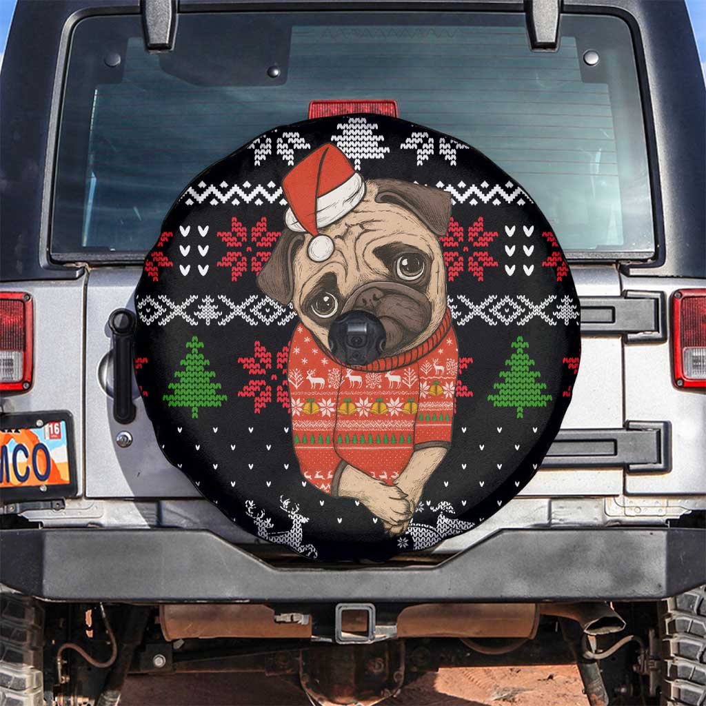 Lovely Pug Dog Christmas Spare Tire Cover Xmas Holiday Patterns - Wonder Print Shop