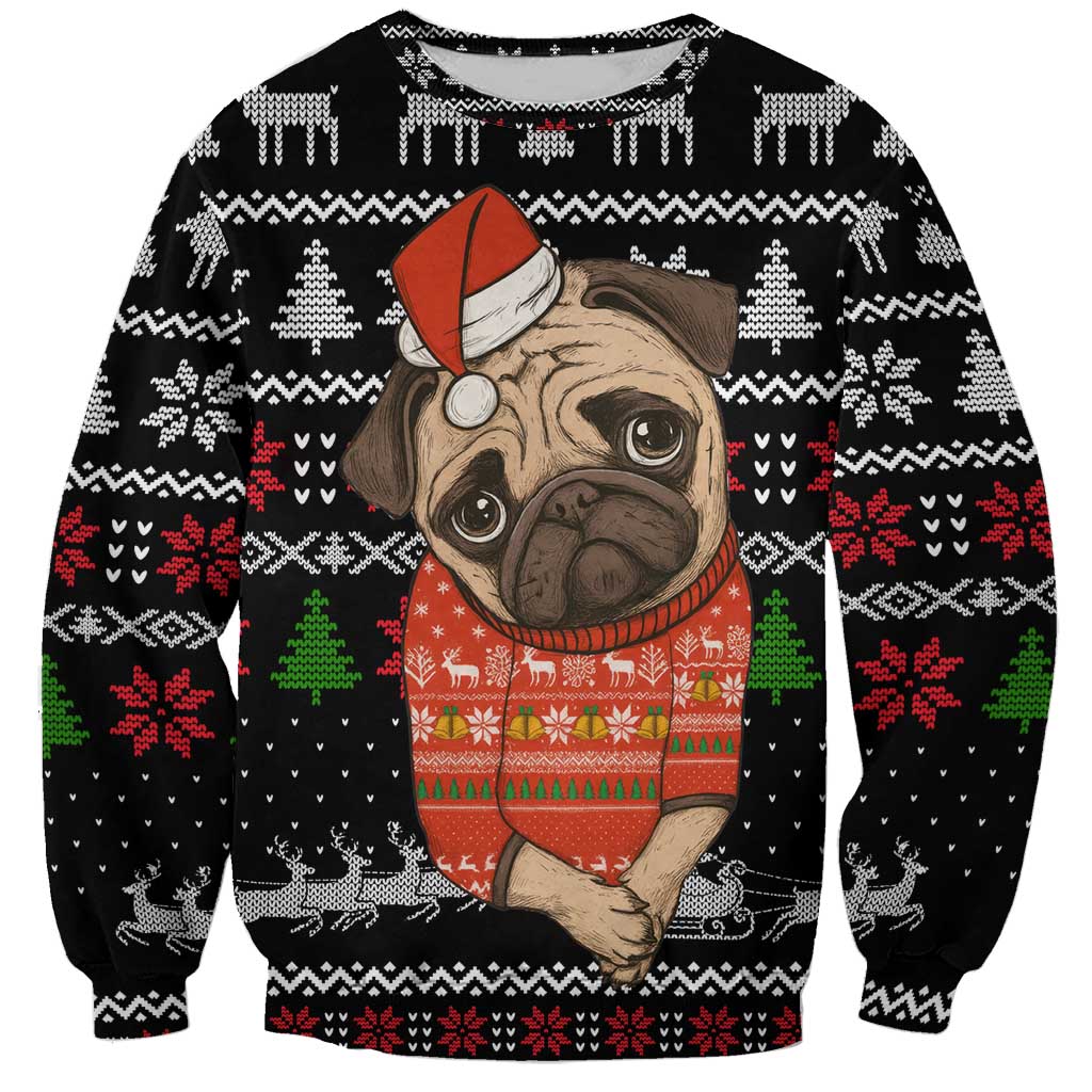 Lovely Pug Dog Christmas Sweatshirt Xmas Holiday Patterns - Wonder Print Shop