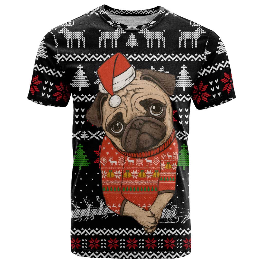 Lovely Pug Dog Christmas T Shirt Xmas Holiday Patterns - Wonder Print Shop