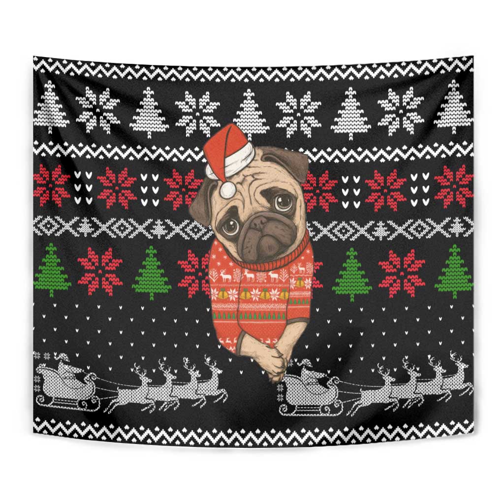 Lovely Pug Dog Christmas Tapestry Xmas Holiday Patterns - Wonder Print Shop
