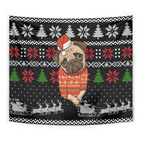 Lovely Pug Dog Christmas Tapestry Xmas Holiday Patterns - Wonder Print Shop