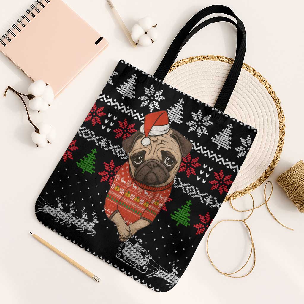 Lovely Pug Dog Christmas Tote Bag Xmas Holiday Patterns - Wonder Print Shop