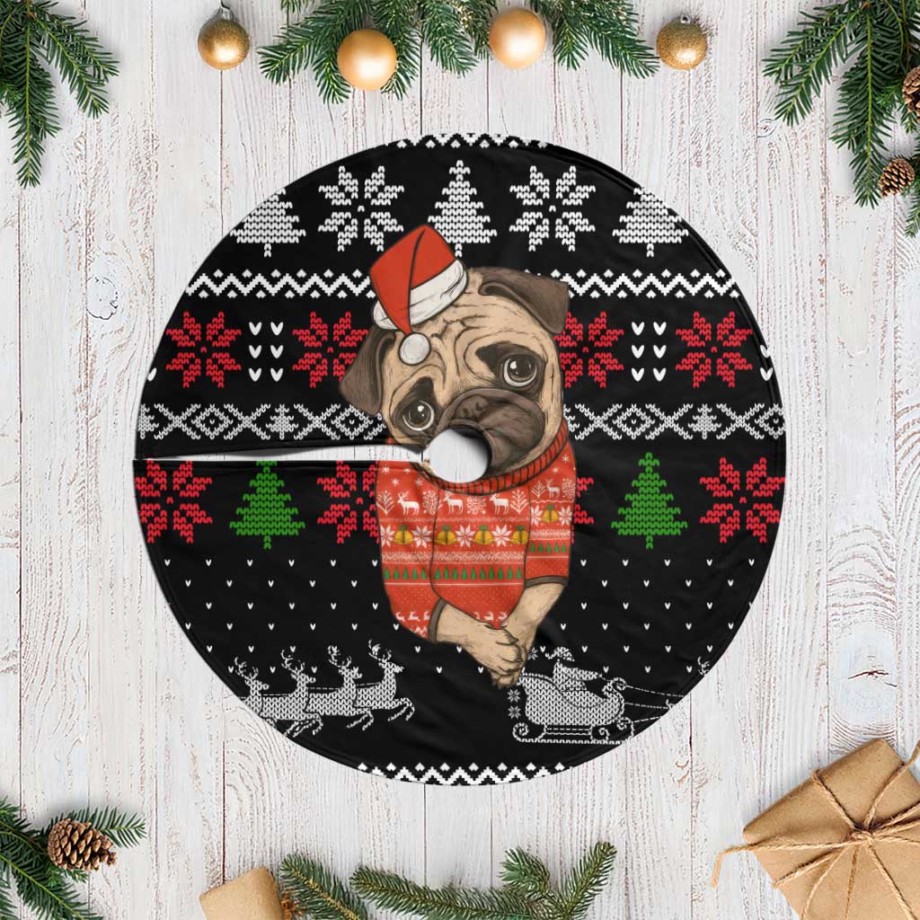 Lovely Pug Dog Christmas Tree Skirt Xmas Holiday Patterns - Wonder Print Shop