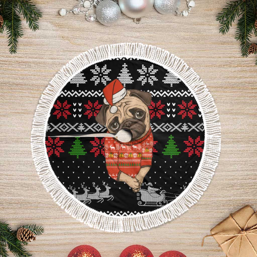 Lovely Pug Dog Christmas Tree Skirt Xmas Holiday Patterns - Wonder Print Shop