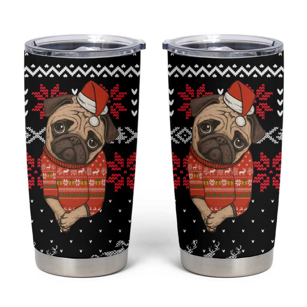 Lovely Pug Dog Christmas Tumbler Cup Xmas Holiday Patterns - Wonder Print Shop