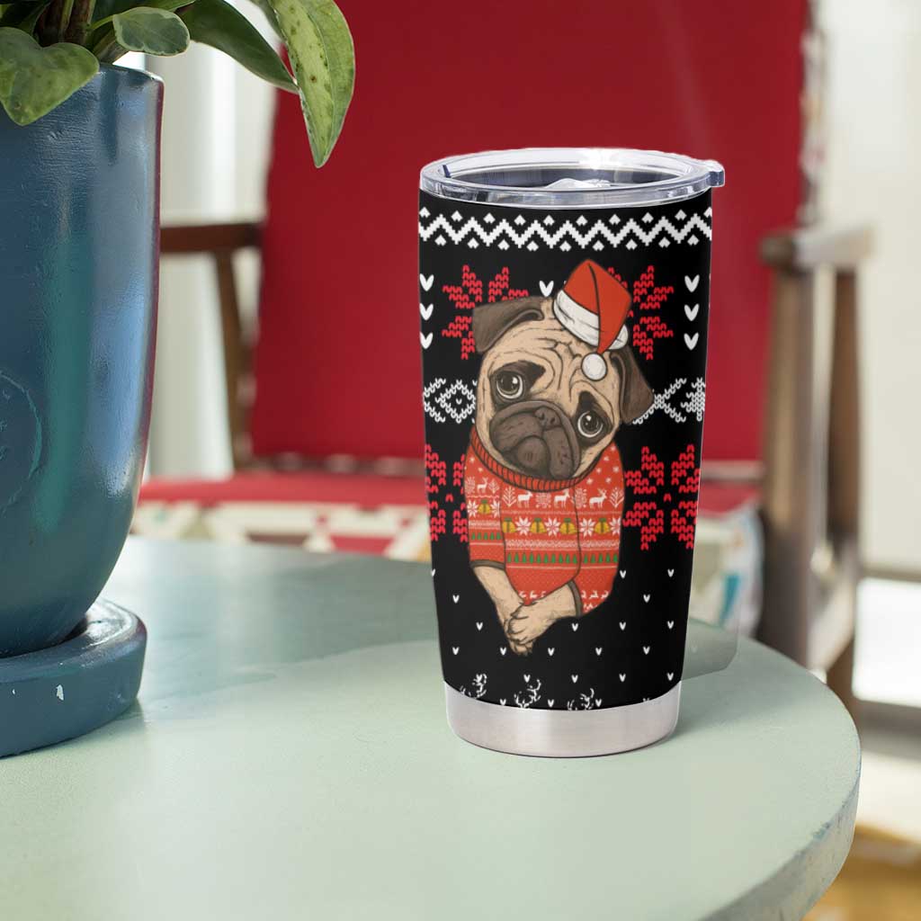 Lovely Pug Dog Christmas Tumbler Cup Xmas Holiday Patterns - Wonder Print Shop