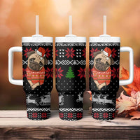 Lovely Pug Dog Christmas Tumbler With Handle Xmas Holiday Patterns - Wonder Print Shop