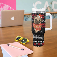 Lovely Pug Dog Christmas Tumbler With Handle Xmas Holiday Patterns - Wonder Print Shop