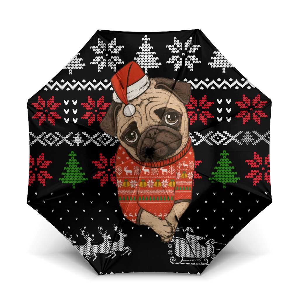 Lovely Pug Dog Christmas Umbrella Xmas Holiday Patterns - Wonder Print Shop