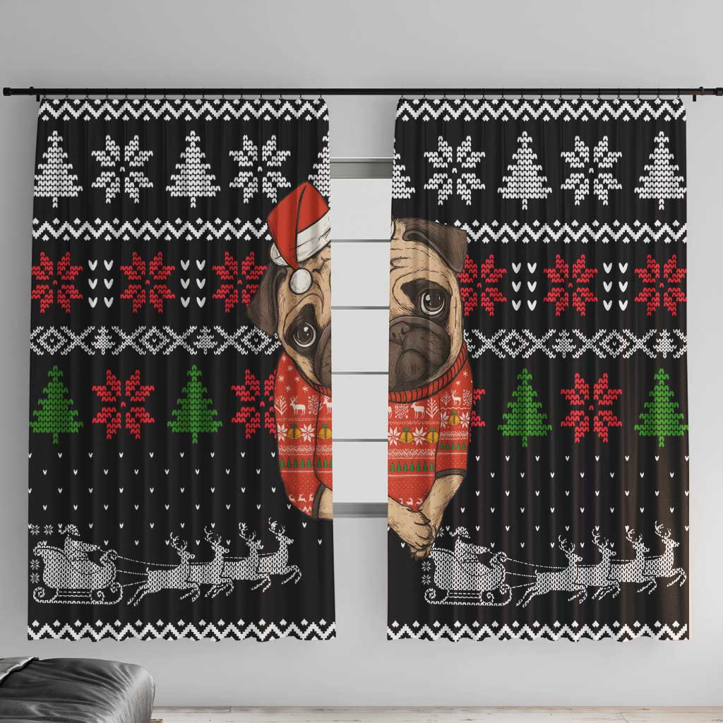 Lovely Pug Dog Christmas Window Curtain Xmas Holiday Patterns - Wonder Print Shop