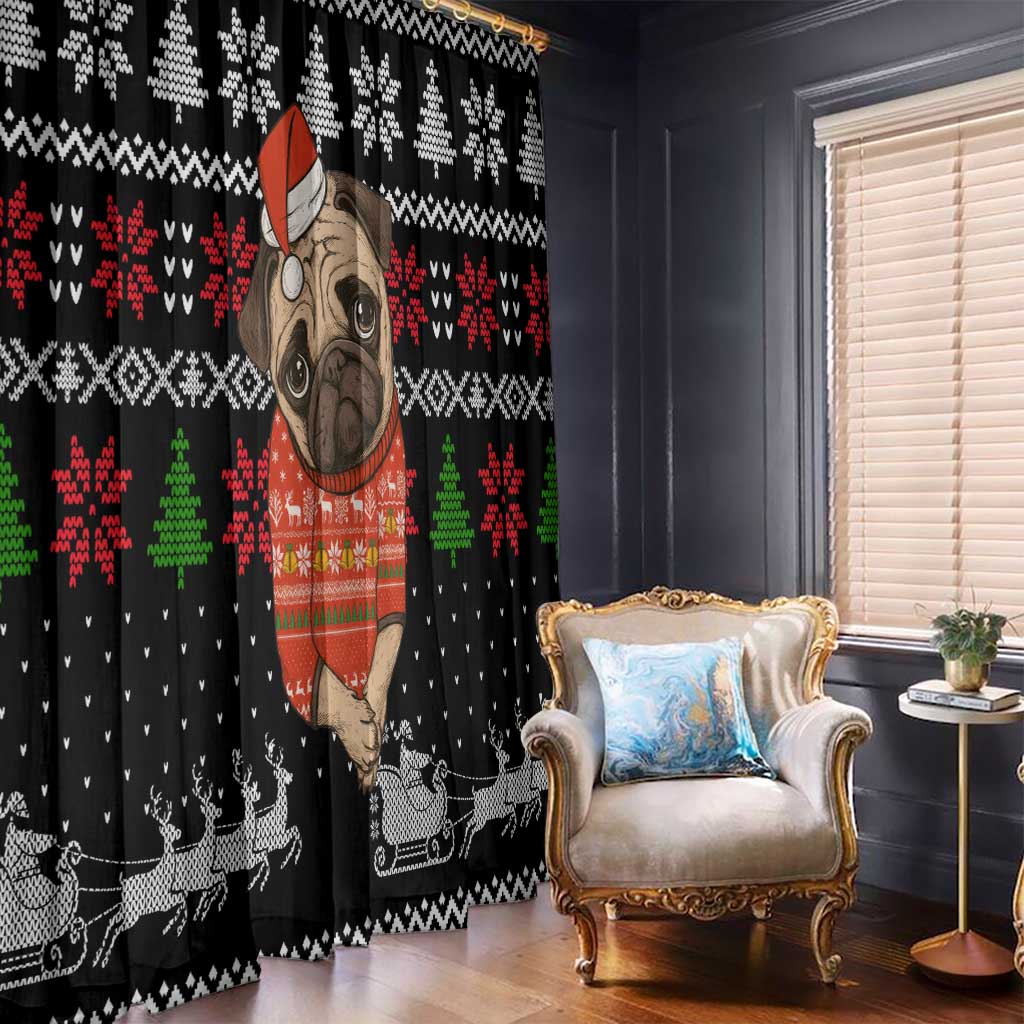 Lovely Pug Dog Christmas Window Curtain Xmas Holiday Patterns - Wonder Print Shop