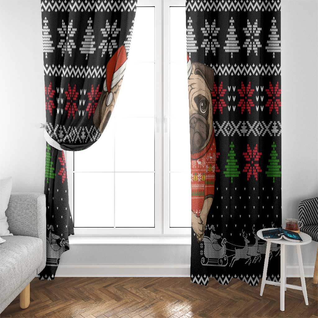 Lovely Pug Dog Christmas Window Curtain Xmas Holiday Patterns - Wonder Print Shop