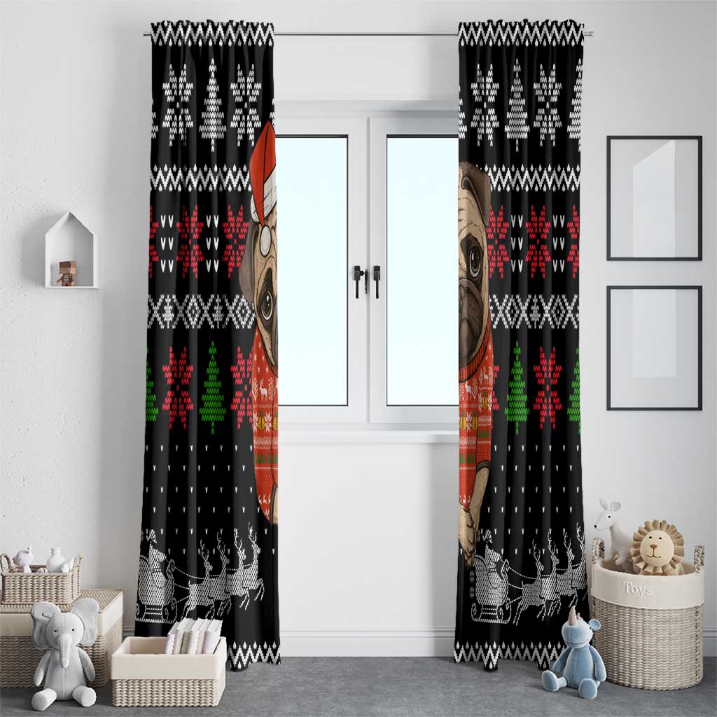 Lovely Pug Dog Christmas Window Curtain Xmas Holiday Patterns - Wonder Print Shop