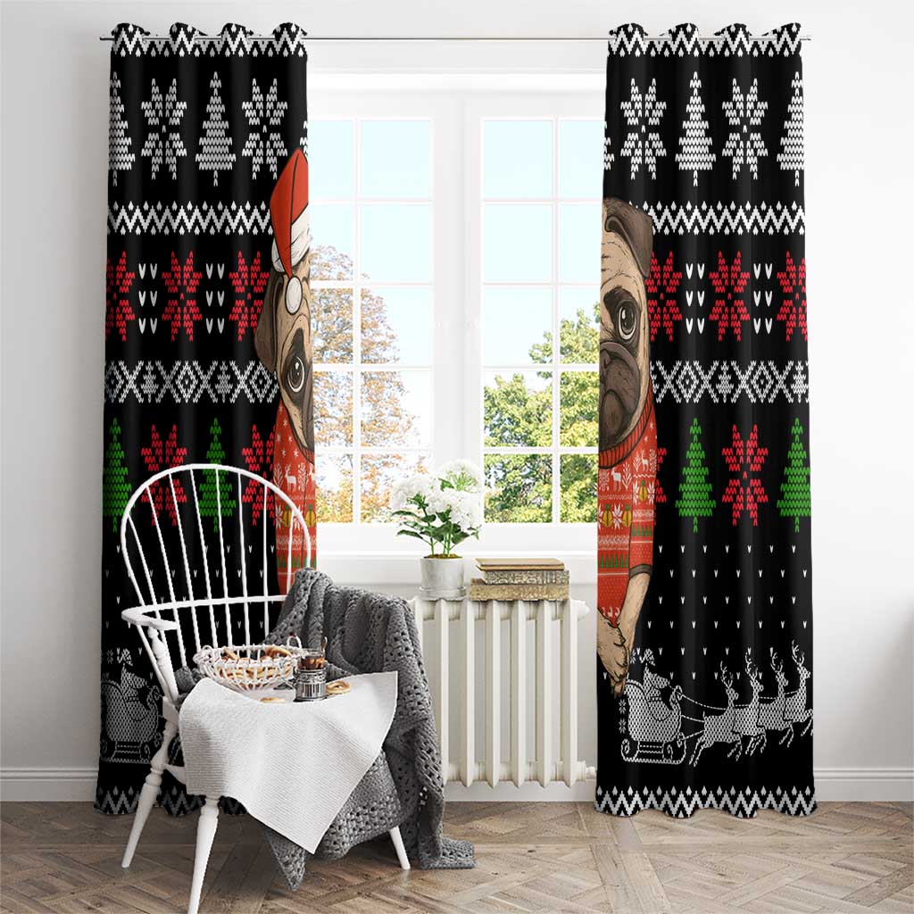 Lovely Pug Dog Christmas Window Curtain Xmas Holiday Patterns - Wonder Print Shop