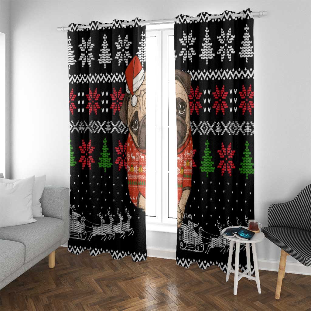 Lovely Pug Dog Christmas Window Curtain Xmas Holiday Patterns - Wonder Print Shop