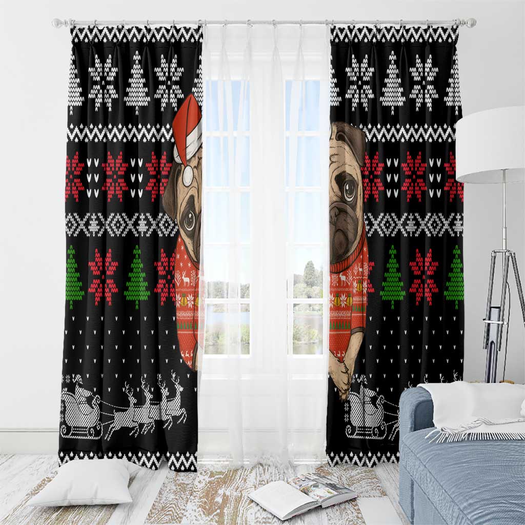 Lovely Pug Dog Christmas Window Curtain Xmas Holiday Patterns - Wonder Print Shop