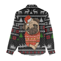 Lovely Pug Dog Christmas Women Casual Shirt Xmas Holiday Patterns - Wonder Print Shop