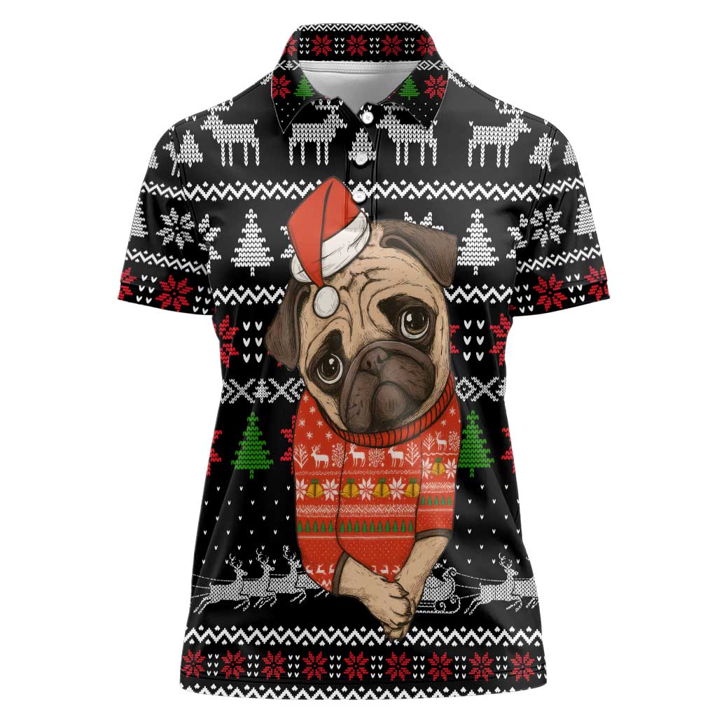 Lovely Pug Dog Christmas Women Polo Shirt Xmas Holiday Patterns - Wonder Print Shop