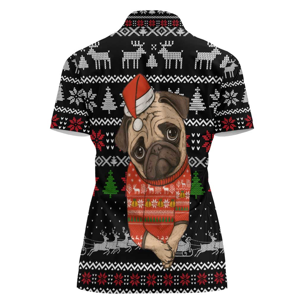 Lovely Pug Dog Christmas Women Polo Shirt Xmas Holiday Patterns - Wonder Print Shop