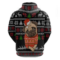 Lovely Pug Dog Christmas Zip Hoodie Xmas Holiday Patterns - Wonder Print Shop