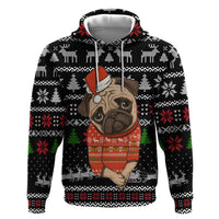 Lovely Pug Dog Christmas Zip Hoodie Xmas Holiday Patterns - Wonder Print Shop