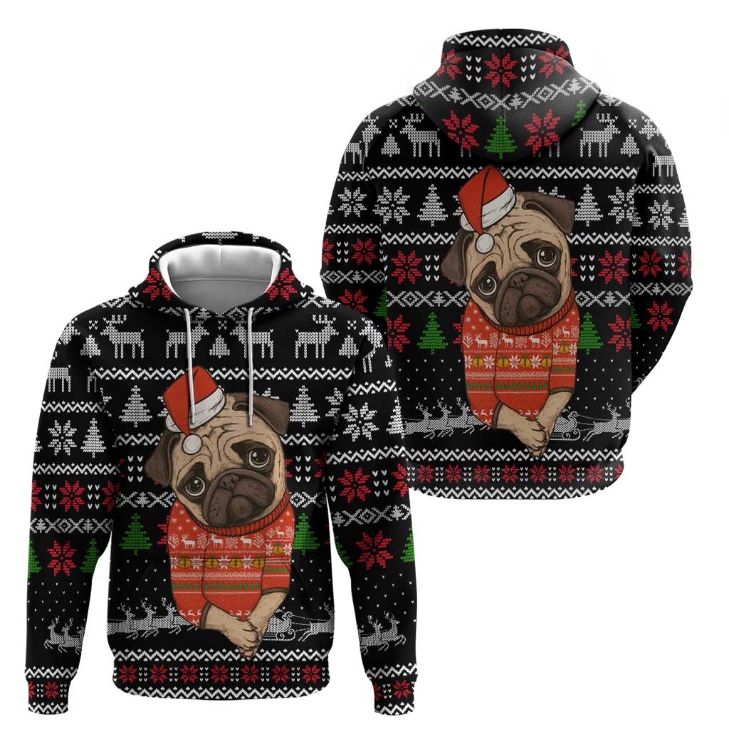 Lovely Pug Dog Christmas Zip Hoodie Xmas Holiday Patterns - Wonder Print Shop