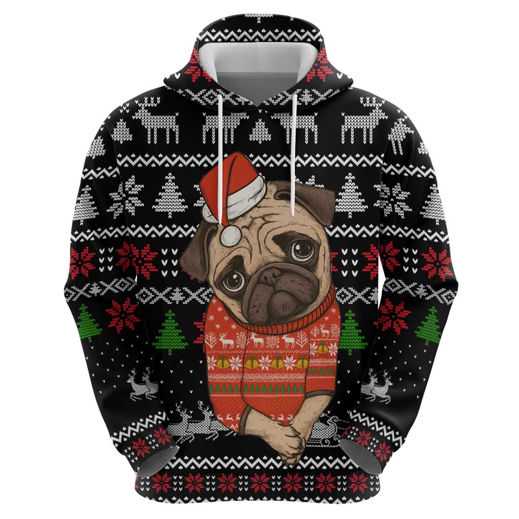 Lovely Pug Dog Christmas Zip Hoodie Xmas Holiday Patterns - Wonder Print Shop