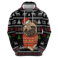 Lovely Pug Dog Christmas Zip Hoodie Xmas Holiday Patterns - Wonder Print Shop