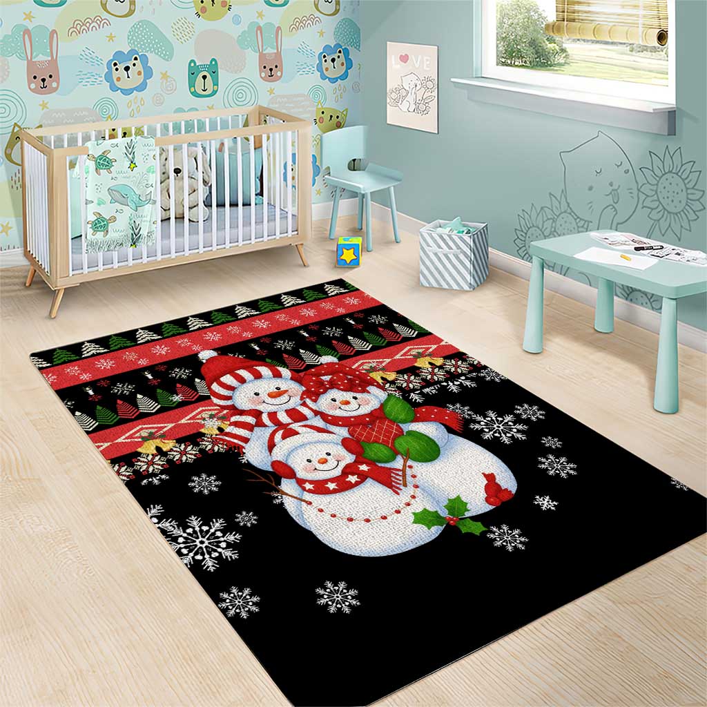 Lovely Snowman Christmas Area Rug Xmas Holiday Patterns - Wonder Print Shop