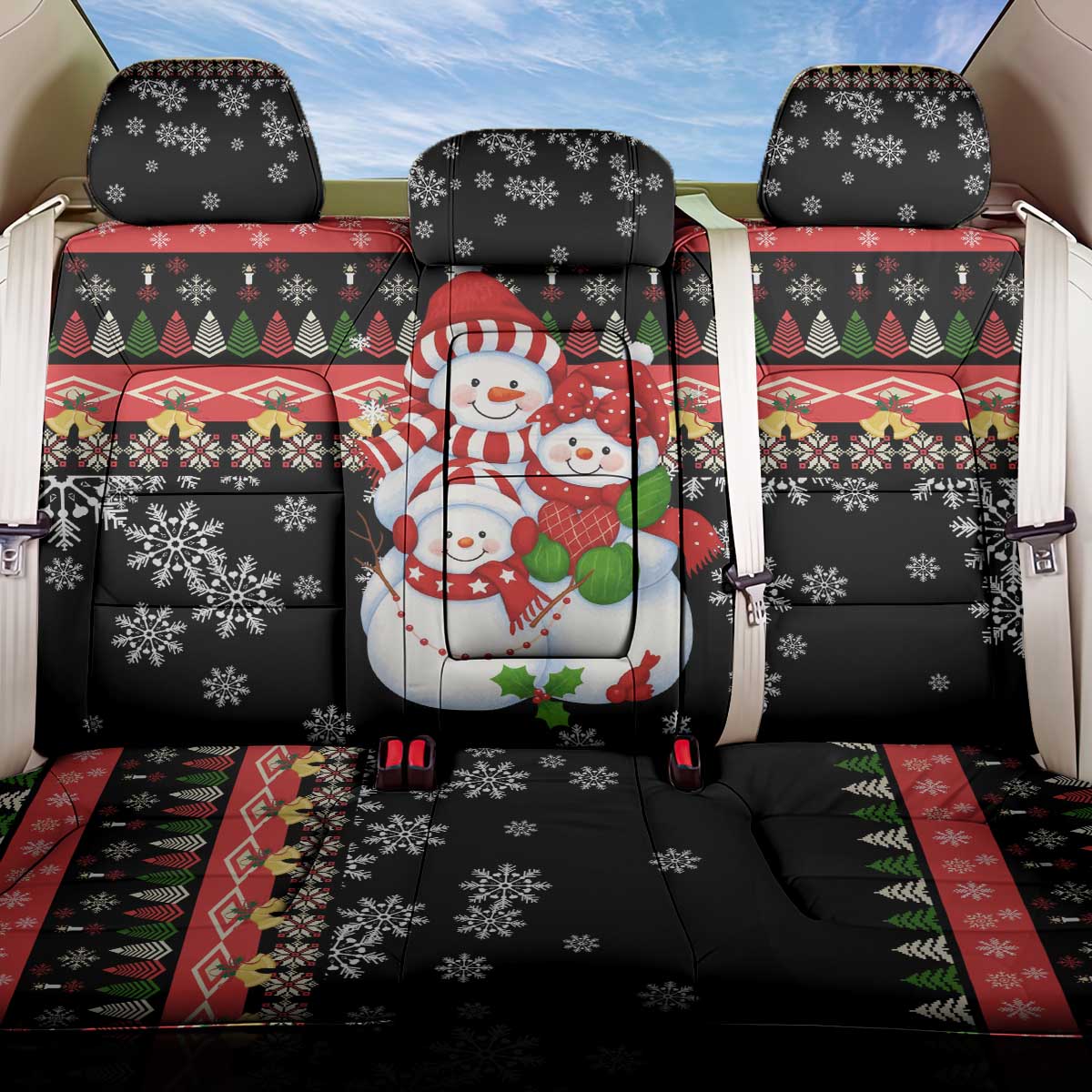 Lovely Snowman Christmas Back Car Seat Cover Xmas Holiday Patterns - Wonder Print Shop